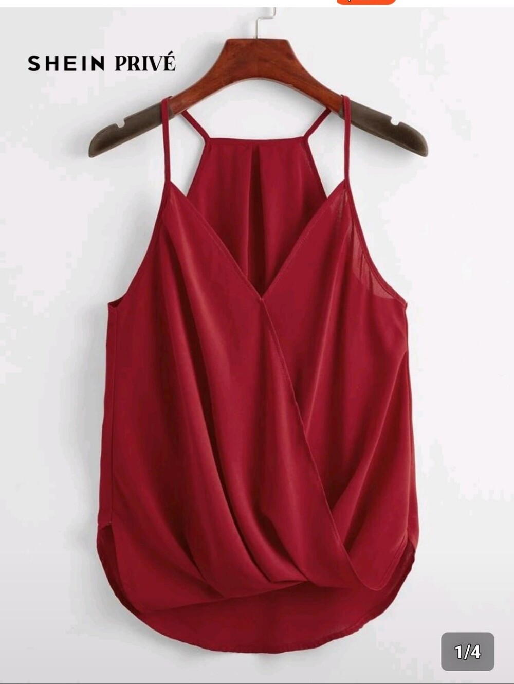 Red Draped Wrap Cami Top